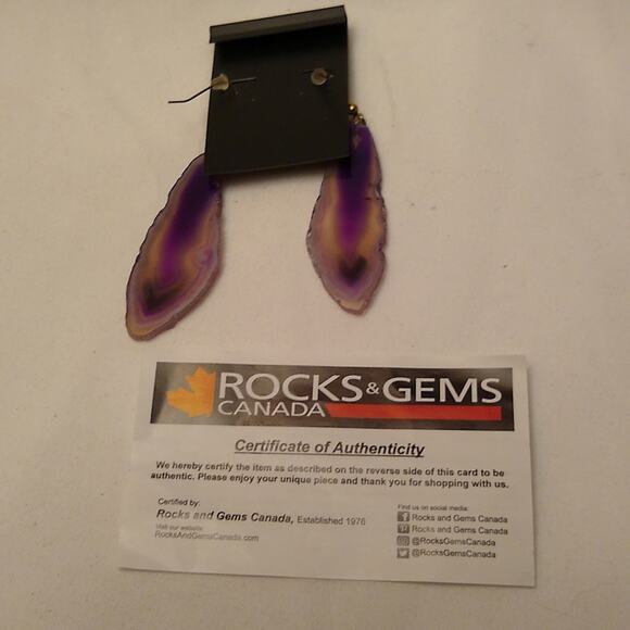 Vintage Rocks and gem from Canada pierced earrings - Picture 4 of 5